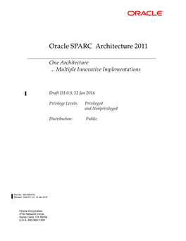 Oracle SPARC Architecture 2011 • Draft D1.0.0