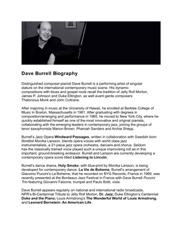 Dave Burrell Biography (Pdf)