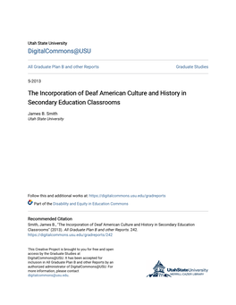 The Incorporation of Deaf American Culture and History in Secondary Education Classrooms