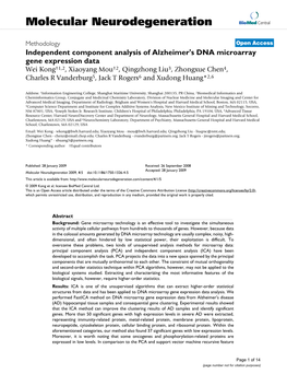 Independent Component Analysis of Alzheimer's DNA Microarray Gene