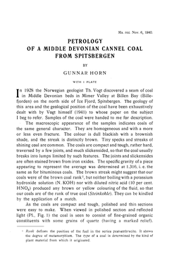 Petrology of a Middle Devonian Cannel Coal from Spitsbergen