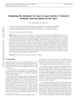Analysing the Database for Stars in Open Clusters I. General Methods