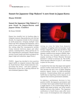 Sunset for Japanese Chip Makers? a New Front in Japan-Korea