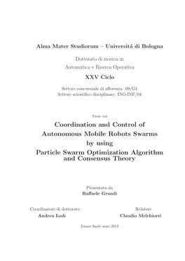 Coordination and Control of Autonomous Mobile Robots Swarms by Using Particle Swarm Optimization Algorithm and Consensus Theory