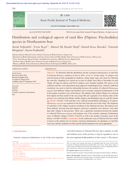 Distribution and Ecological Aspects of Sand Flies (Diptera: Psychodidae