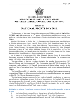 Report on National Sports Day 2020