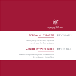 SPECIAL CONVOCATION January 2016 CONSEIL Extraordinaire Janvier 2016