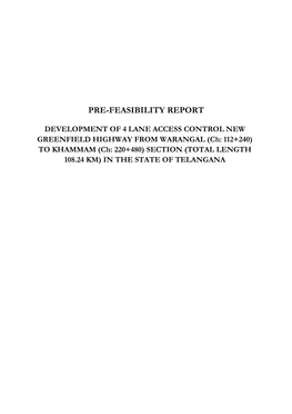 Pre-Feasibility Report