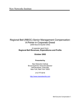 New Networks Institute Regional Bell (RBOC) Senior Management