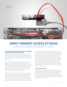 Direct Memory Access Attacks a Walk Down Memory Lane
