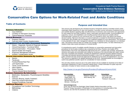 Conservative Care Options for Work-Related Foot and Ankle Conditions