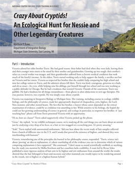 Crazy About Cryptids! an Ecological Hunt for Nessie and Other Legendary Creatures by Matthew P