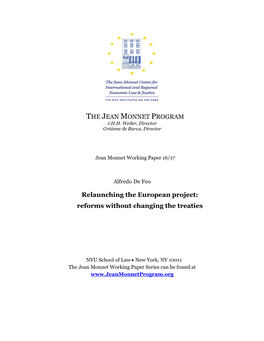 Relaunching the European Project: Reforms Without Changing the Treaties