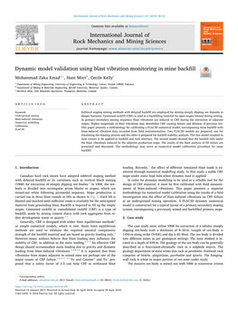 Dynamic Model Validation Using Blast Vibration Monitoring in Mine Backfill