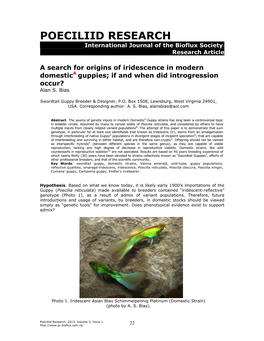 POECILIID RESEARCH International Journal of the Bioflux Society- Research Article