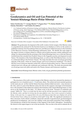 Geodynamics and Oil and Gas Potential of the Yenisei-Khatanga Basin (Polar Siberia)