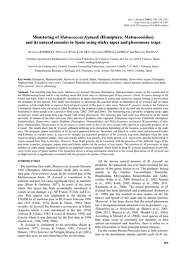 Monitoring of Matsucoccus Feytaudi (Hemiptera: Matsucoccidae) and Its Natural Enemies in Spain Using Sticky Tapes and Pheromone Traps