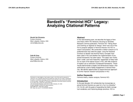 Bardzell's ``Feminist HCI'