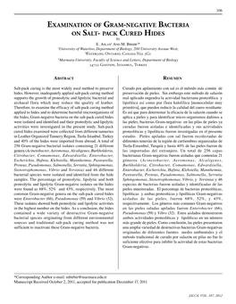 Examination of Gram-Negative Bacteria on Salt- Pack Cured Hides by E