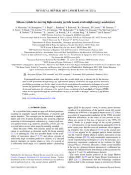 (2021) Silicon Crystals for Steering High-Intensity Particle Beams At