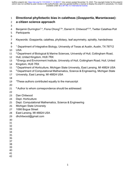 Goeppertia, Marantaceae): 2 a Citizen Science Approach 3 4 Benjamin Durrington1,*, Fiona Chong2,3*, Daniel H