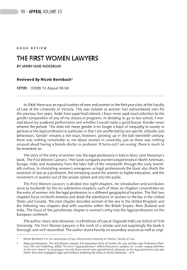 The First Women Lawyers by Mary Jane Mossman