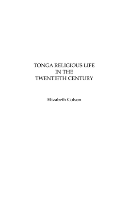 Tonga Religious Life in the Twentieth Century