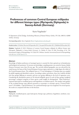 Preferences of Common Central European Millipedes for Different