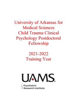 University of Arkansas for Medical Sciences Child Trauma Clinical Psychology Postdoctoral Fellowship