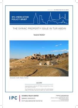 The Syriac Property Issue in Tur Abdin