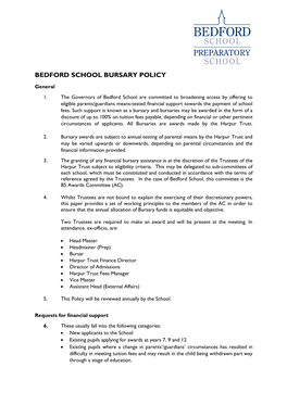 Bedford School Bursary Policy