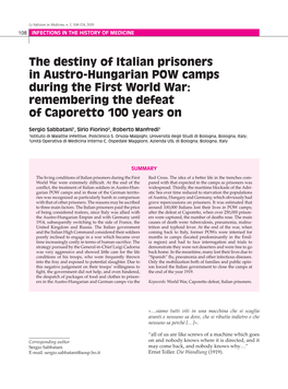 The Destiny of Italian Prisoners in Austro-Hungarian POW Camps During the First World War: Remembering the Defeat of Caporetto 100 Years On