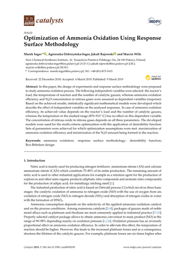 Optimization of Ammonia Oxidation Using Response Surface Methodology