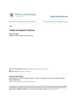 Totally Nonnegative Matrices