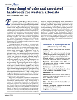 Decay Fungi of Oaks and Associated Hardwoods for Western Arborists Jessie A