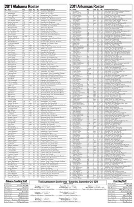 2011 Alabama Roster 2011 Arkansas Roster No