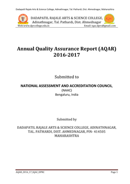 Annual Quality Assurance Report (AQAR) 2016-2017