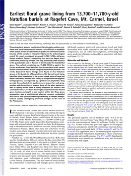Earliest Floral Grave Lining from 13,700–11,700-Y-Old Natufian Burials At