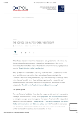 The Young(-Ish) Have Spoken. What Now? – Oxpol