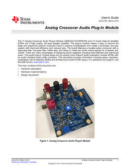 Analog Crossover Audio Plug-In Module User's Guide