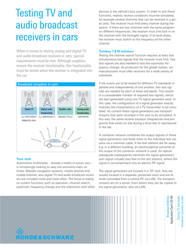 Testing TV and Audio Broadcast in Cars