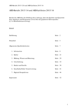 ARD-Bericht 2013/14 Und ARD-Leitlinien 2015/16