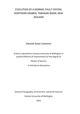 Evolution of a Normal Fault System, Northern Graben, Taranaki Basin, New Zealand