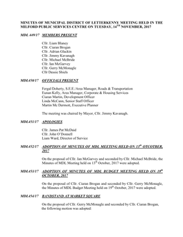 Minutes of Meeting of Letterkenny Electoral