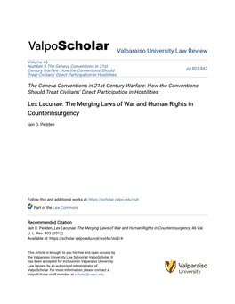 Lex Lacunae: the Merging Laws of War and Human Rights in Counterinsurgency