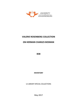 Valerie Rosenberg Collection on Herman Charles Bosman