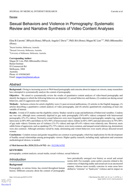 Sexual Behaviors and Violence in Pornography: Systematic Review and Narrative Synthesis of Video Content Analyses