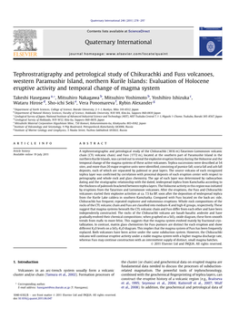 Tephrostratigraphy and Petrological Study of Chikurachki and Fuss