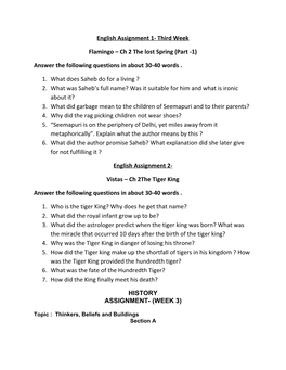 English Assignment 1- Third Week Flamingo – Ch 2 the Lost Spring (Part -1) Answer the Following Questions in About 30-40 Words