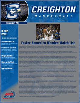 Foster Named to Wooden Watch List